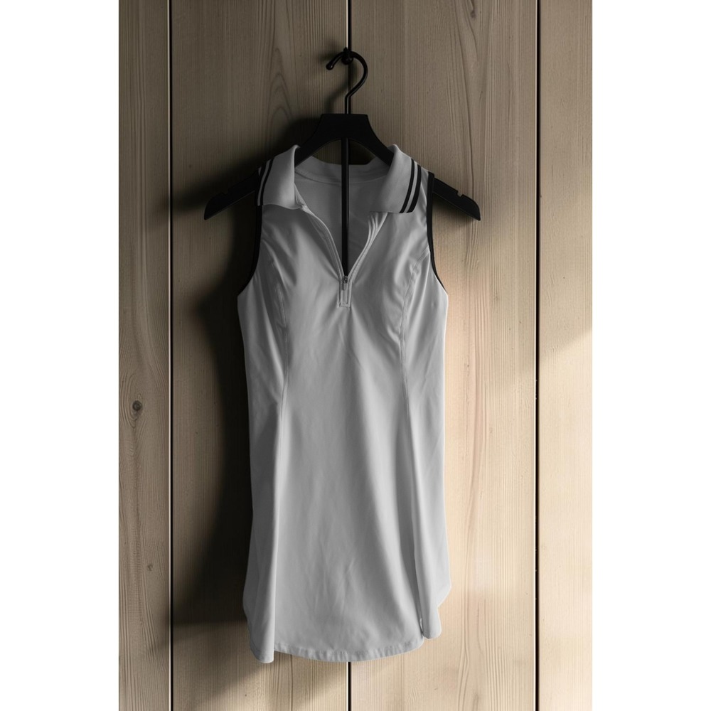 Attraco Women White Sleeveless Tennis Golf Dress Quarter Zip Mesh AMB20413WHB